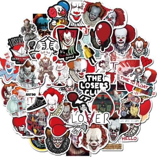 50Pcs Stephen Kings Clown Back To Soul Horror Movie Sticker For Refrigerator Motorcycle Skateboard Bicycle Guitar Notebook
