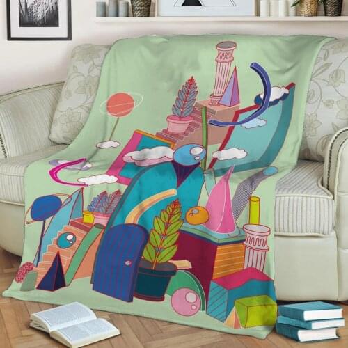 Geometric Pattern 3D Printed Velvet Plush Throw Fleece Blanket Bedspread Sherpa Blanket Home Decora