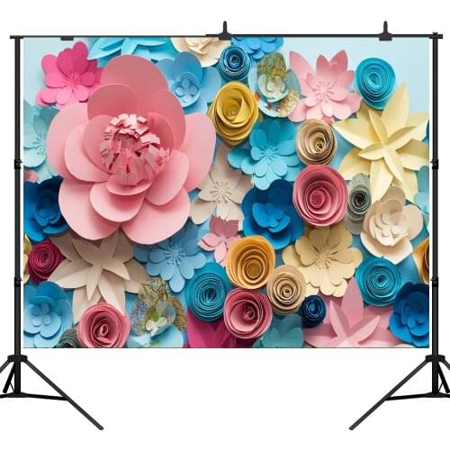 Lyavshi Colorful 3D Paper Flowers Wall Baby Newborn Photography Backgrounds Photographic Backdrops For Photo Studio