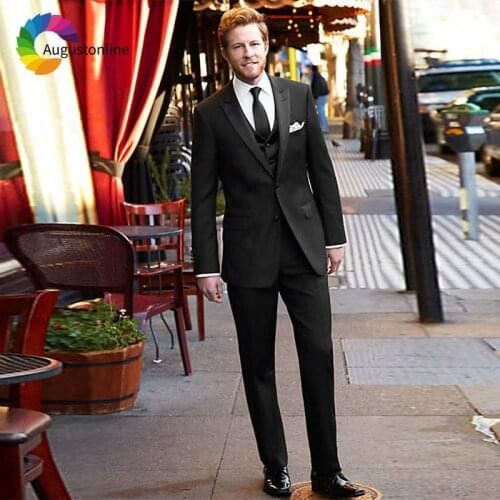 Black Business Men Suits For Wedding Suits Bridegroom Custom Slim Fit Formal Blazer Tuxedo Tailor Costumes Homme Mariage 3Pieces