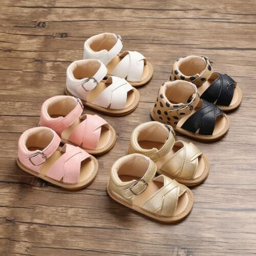 Baby Summer Shoes Newborn Infant Baby Girls Boys Sandals Shoes Solid Non-slip PU Leather Breathable Toddler Shoes 0-18M