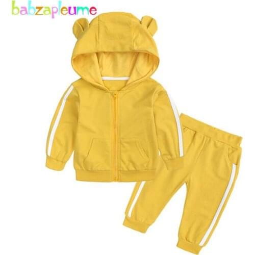 2Piece Spring Fall Little Girls Clothing Cute Casual Cotton Sport Suit Hooded Jacket+Pants Newborn Baby Boys Clothes Set 2000-1