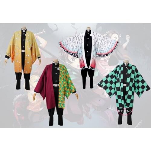 Demon Slayer Anime Costume Cosplay Tanjirou Kamado Kimetsu Cosplay Costume No Yaiba Men Kimono Halloween Costume Anime Cosplay