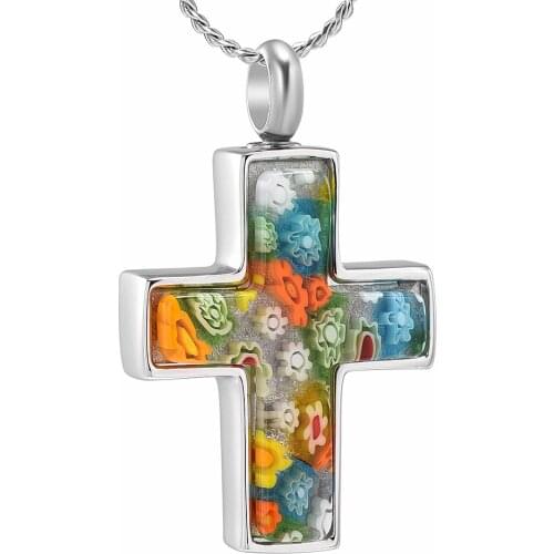 Cross Urn Necklace for Ashes Stainless Steel Cross Pendant Necklace for Men Women