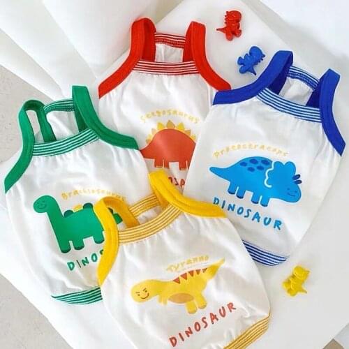4 Colors Cute Dinosaur Print Summer Dog Clothes Cotton Dog T-shirt Vest For Small Dogs Sling Lovely Puppy Clothes Shirt Clothing