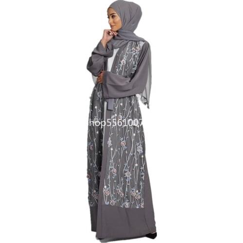 Fashion Ramadan embroidery Kimono Abaya Hijab Muslim Dress female Caftan Turkish Islamic Kaftan Robe Musulman Abayas Islam