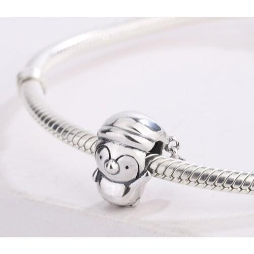 Fashion 925 Sterling Silver Christmas Penguin Beads Pendant Charm Bracelet Fits Original Pandora DIY Jewelry Making