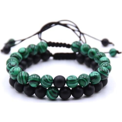 Fashion Adjustable Charm Beaded Handmade Green Black Mix Colors Bracelets For Women Men Weaving Rope Bangle Male Christmas Gifts
