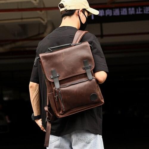 Fashion Retro Backpack High Quality Crazy Horse Leather Luxury Men Women Travel Daypack Large Capacity Student Laptop Backbag