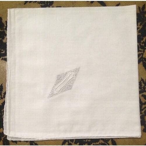 Fashion Mens Monogrammed Handkerchiefs 7 Pieces/Lot 17x17"White 100% Cotton Wedding Mens Hankies with Black Single Initial N