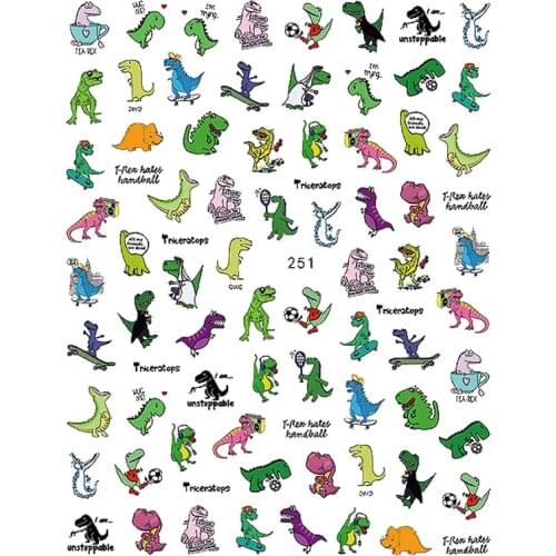 10PCS Cartoon Anime Nail Art Sticker Dinosaur and Panda Deer Nail Slider Comic Character Lips Self Adhesive Nail Sticker