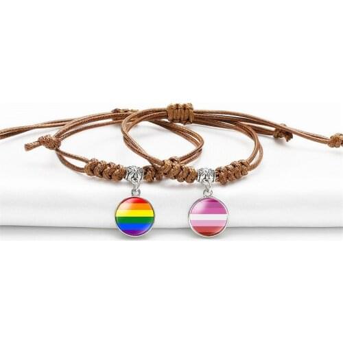 New Hand-woven Hand Rope Brown Rainbow Simple Couple Bracelet LGBT Gay Bracelet Jewelry