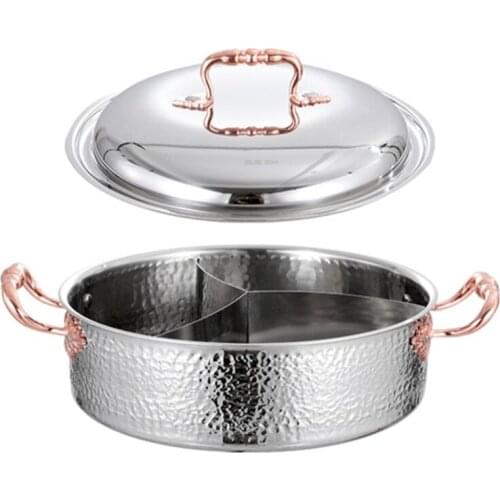 Extra thick three-layer steel 304 stainless steel mandarin duck pot Commercial hammer printing hot pot Household Sanwei pot