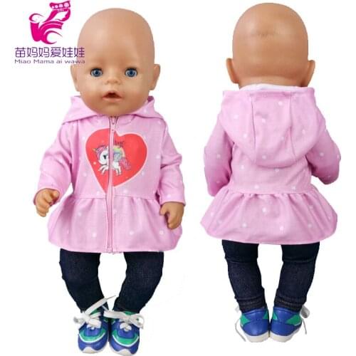 Baby doll clothes for 43cm born Baby doll zipper clothes pu leather doll coat for 17" 40cm baby doll jacket clothes