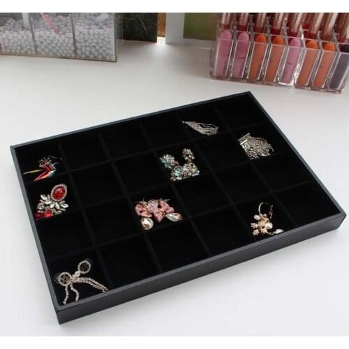24 Grids Jewelry Organizer Display Case Velvet Tray Necklace Rings Case Box Organizer Jewelry Display Shelf Display Storage
