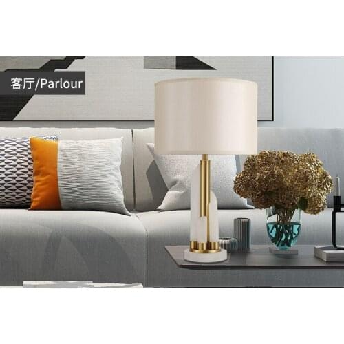 Postmodern fashion table lamp Nordic jade light luxury golden living room bedroom decoration lamp study lamp