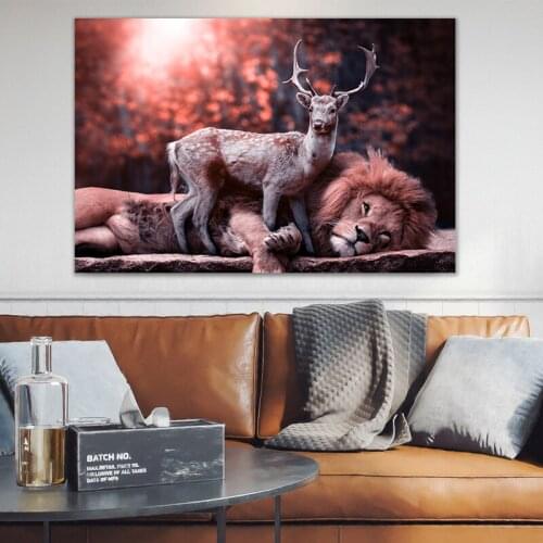 Romantic and Beautiful Nordic Elk Lion Animal Poster Modern Dropship Wall Decor Picture Hogar Decoration Canvas Painting Prints