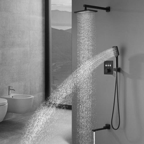 Bathroom Accessories Button Switch 3 Function Water Outlet Rainfall Shower Faucet Set Thermostatic Shower System