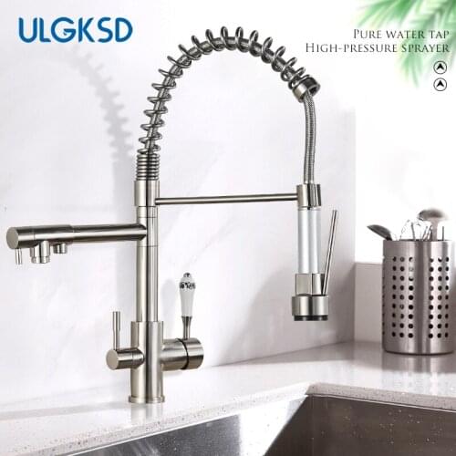 Purification Kitchen Sink Faucet Purified Water Hot Cold Water Faucets 360 Rotation Deck Mounted Dual Handle Mixer Tap Crane