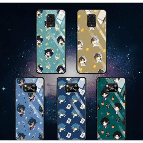 Glass Case for Xiaomi Redmi Note 9S 10 8 Pro 9 9C 9T Poco X3 NFC 11 10T Lite Movil Luxury Smartphone Cover Cute Genshin Impact