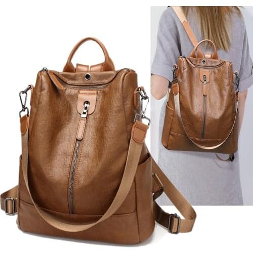 Shoulder bag fashion women backpack bag real leather Multifunctional backpack travel diaper bag with earphone hole