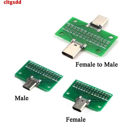 Type-C Male to Female USB 3.1 Test PCB Board Adapter Type C 24P 2.54mm Connector Socket For Data Line Wire Cable Transfer