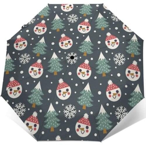 Wind Resistant Folding Automatic Umbrella Women Auto Lovely Snowman Winter Windproof Umbrellas Rain For Men Parasol