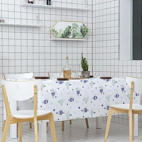 PEVA tablecloth Waterproof, scale-proof and oil-proof table mat Rectangular tablecloth cartoon tea table printing tablecloth