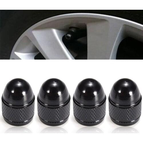 4PCs Black Durable Aluminium Alloy Wheel Tire Tyre Rim Valve Stem Caps Replacement for Car Truck Auto Parts