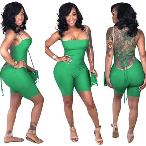 Super hot sexy shorts feminino strap summer rompers women jumpsuit backless combinaison short femme LM996