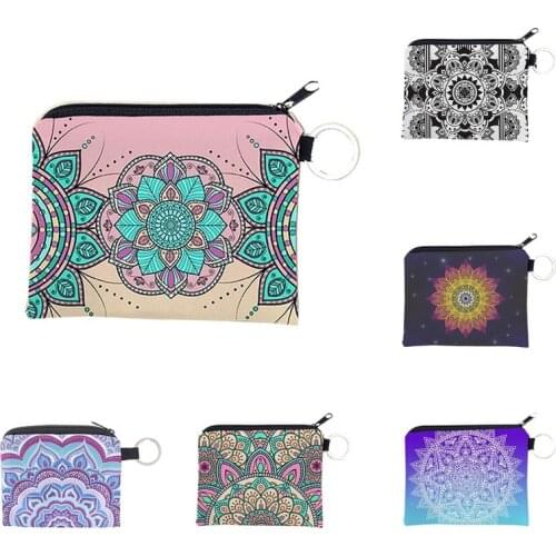 Mandala Series Womens Wallet Bohemian Coin Purse Storage Bag Waterproof Children Zipper Mini Key and Card Cloth Bag Handbags