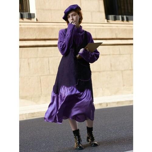 IRINACH278 FALL WINTER 2020 COLLECTION patchwork design sleeveless v neck long denim dress women