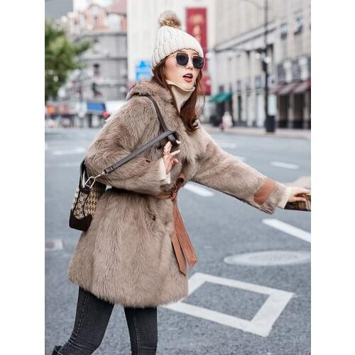 Winter Coat Women Double Faced Real Fur Coat Female Luxury Wool Fur Coats Genuine Leather Jacket Manteau Femme MY404