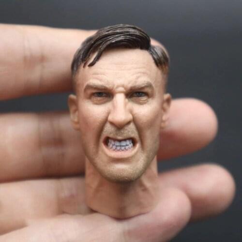 1/6 WWII Series MG42 Machine Gunner Egon Angry Head Sculpture For 12" Male Soldier Action Figure Body