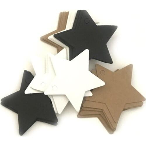 1000Pcs/Lot Kraft Paper Card Wedding Favour Gift Tag DIY Tag Price Label Party Favor 3 Colors Stars Hole Packaging New