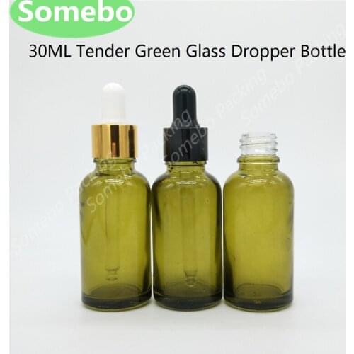 200pcs/lot 30ml Olive Glass Bottle With Dropper, 30CC Glass Bottle, Essential Oil Glass Dropper Bottles