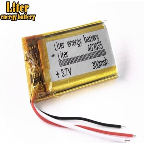 3 line Good Qulity 3.7V,300mAH,402035 Polymer lithium ion / Li-ion battery for TOY,POWER BANK,GPS,mp3,mp4