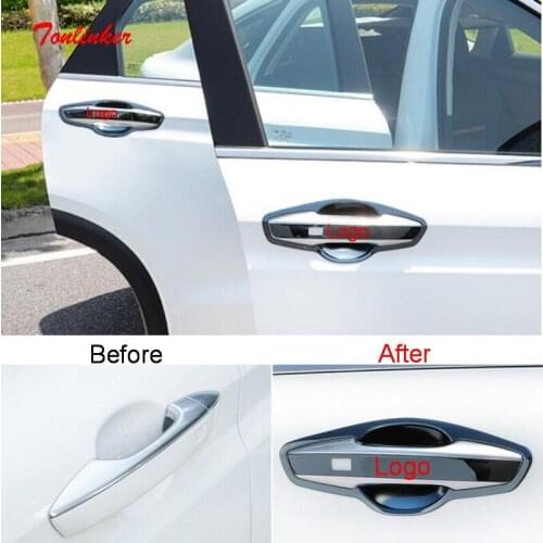 Tonlinker Exterior Car Door Handle/Bowl Cover Stickers For Geely Tugella FY11 2019-20 Car Styling 4 PCS Metal Cover Stickers