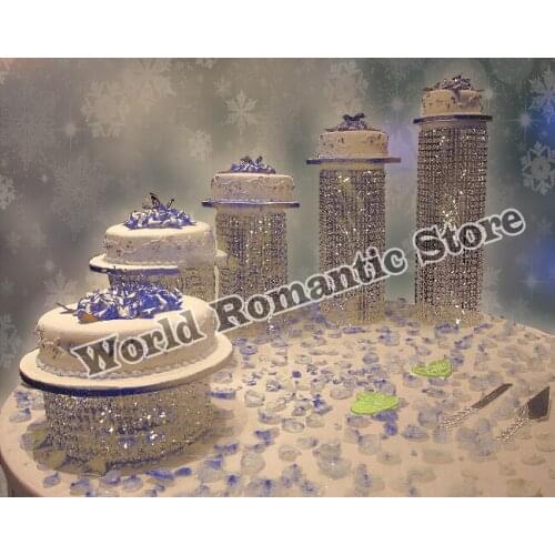 5pcs/set Acrylic Wedding cake stand cupcake display crystal centerpiece diameter of 15cm~30cm wedding decoration
