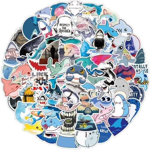 50/100Pcs/pack Marine Organism Shark Graffitit Stickers For Motorcycle Notebook Computer Car Childrens Toys Guitar ice box
