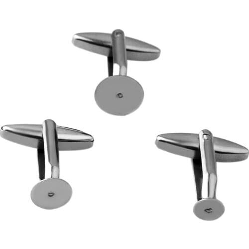 6pcs ( No Fade ) 6mm 8mm 10mm Stainless Steel Flat Pointed Light Surface Gemstone Base Cufflinks Clothing Accessories