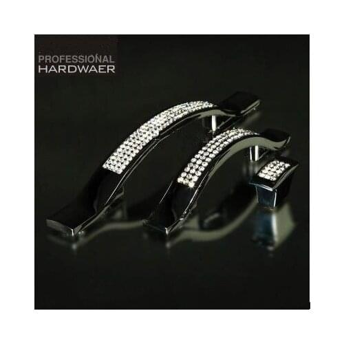 96mm fashion deluxe glass diamond cabinet drawer handles K9 crystal dresser pull shiny silver cupboard furniture door handle