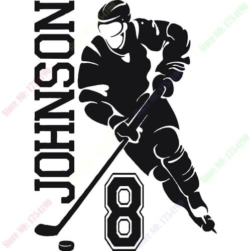 Free Shipping :Customer-made Personalized Name Hocky Player Wall Sticker Sports Ball Decal-You Choose Name, Color and Number