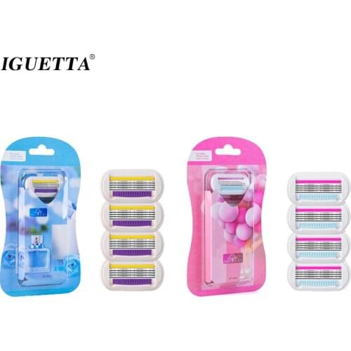 4 Cutter Heads Shaving Set 4 Layers Stainless Steel Safety Razor Prevent Scratches New Women Razor Blades Safety Beauty Tool Hot