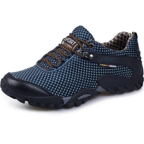 Breathable Hiking Boots Men Outdoor Walking Sneakers Male Anti-Skid Mountaineering Trekking Shoes for Workout Camping Fishing