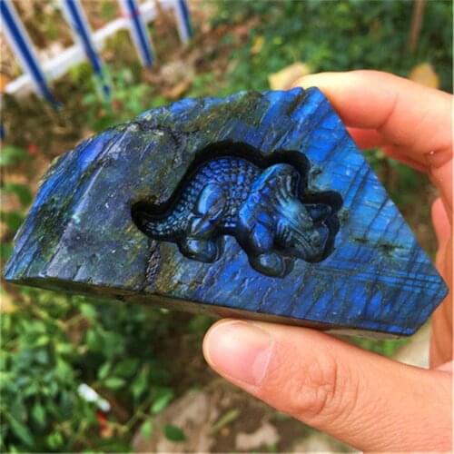 New product Hand Carved Natural Labradorite eagle crystal figurine for home Decoration