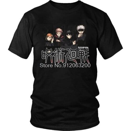 Tvoe Jujutsu Kaisen Team T Shirt Men Cotton Printing T-shirts Funny Tshirt Short Sleeve Japanese Anime Manga Tees Tops