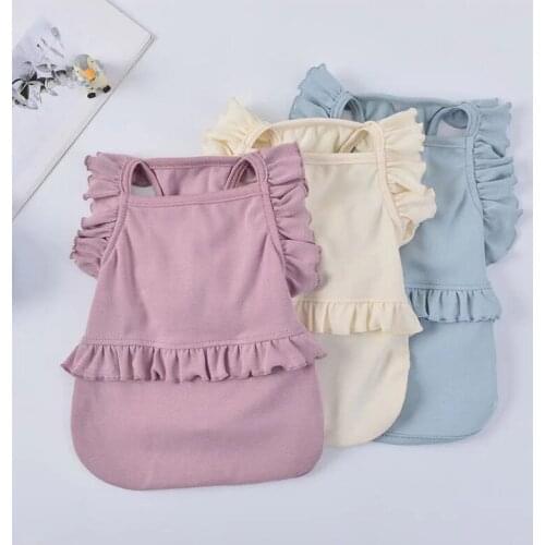 Cotton Dog Dress T-shirt Spring Summer Cat Dog Clothes Yorkshire Pomeranian Bichon Poodle Schnauzer Pug Clothing Puppy Costumes