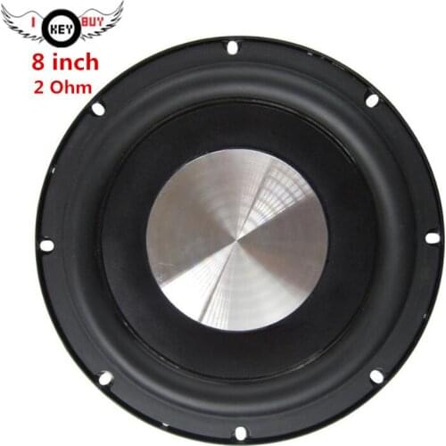 I Key Buy 8 Inch 2 Ohm Ultra-thin Woofer Aluminum Cone Rubber Edge Bass Speakers For Universal Car