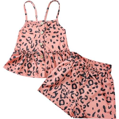 Pudcoco Newborn Baby Girls 2Pcs Summer Clothes, Floral/Leopard Print Sleeveless Tank Tops + Shorts Set Newest Fashion Suit